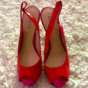 Guess red and pink slingback heels 7.5!
